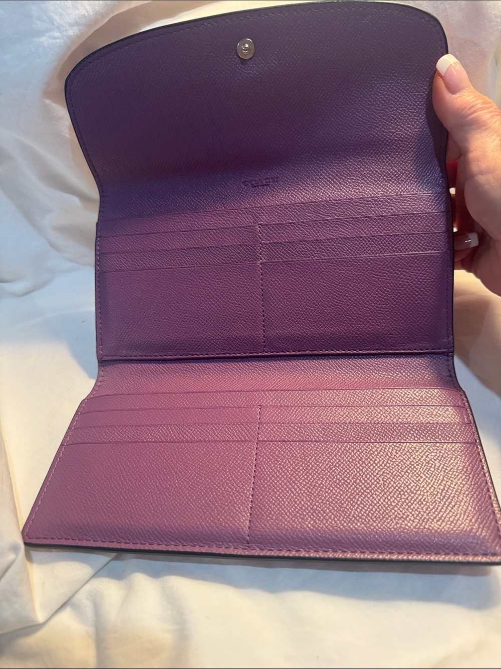 Coach Purple Leather Envelope Wallet Clutch - Picture 5 of 8